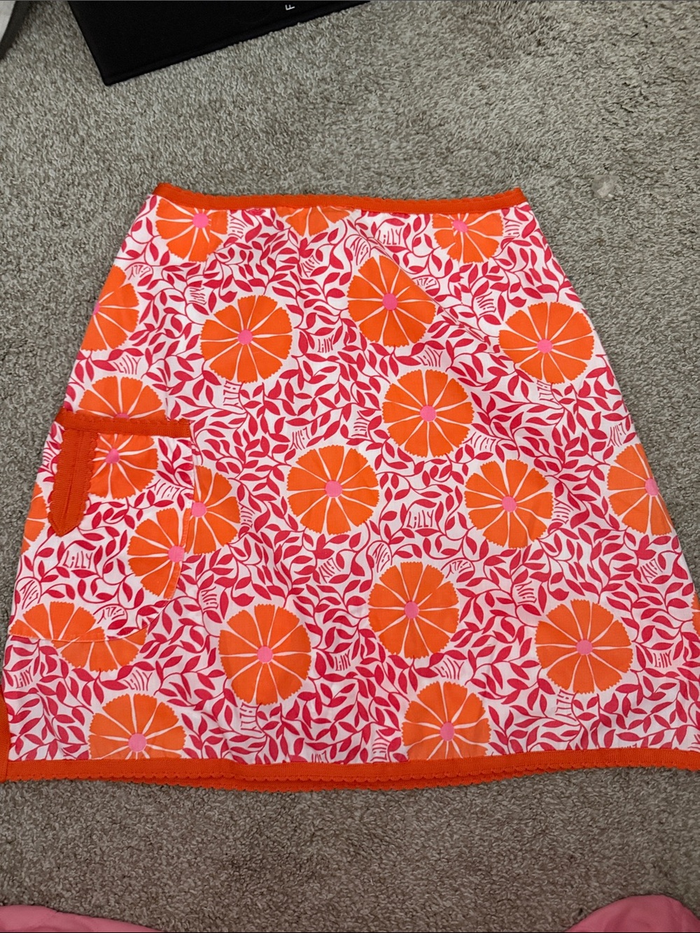 Vintage Lilly Pulitzer Orange & Pink Floral A-Line Skork